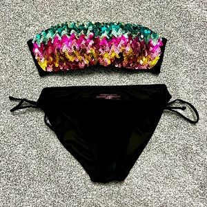 Victoria’s Secret Sequin Black Bikini Small